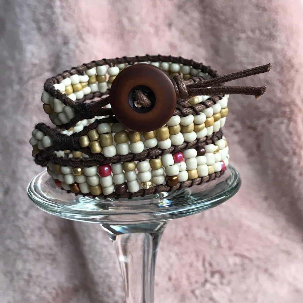 Wrap bracelet, glass seed beads